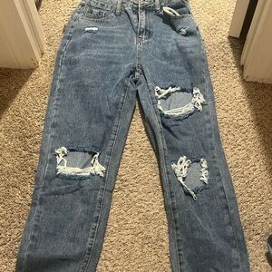 Distressed Blue Flare Jeans